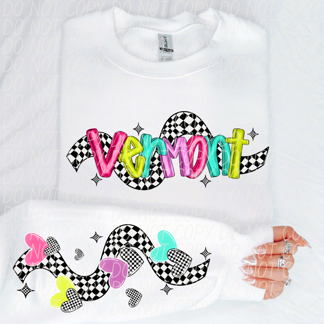 Bright Checkered States FRONT DTF Print