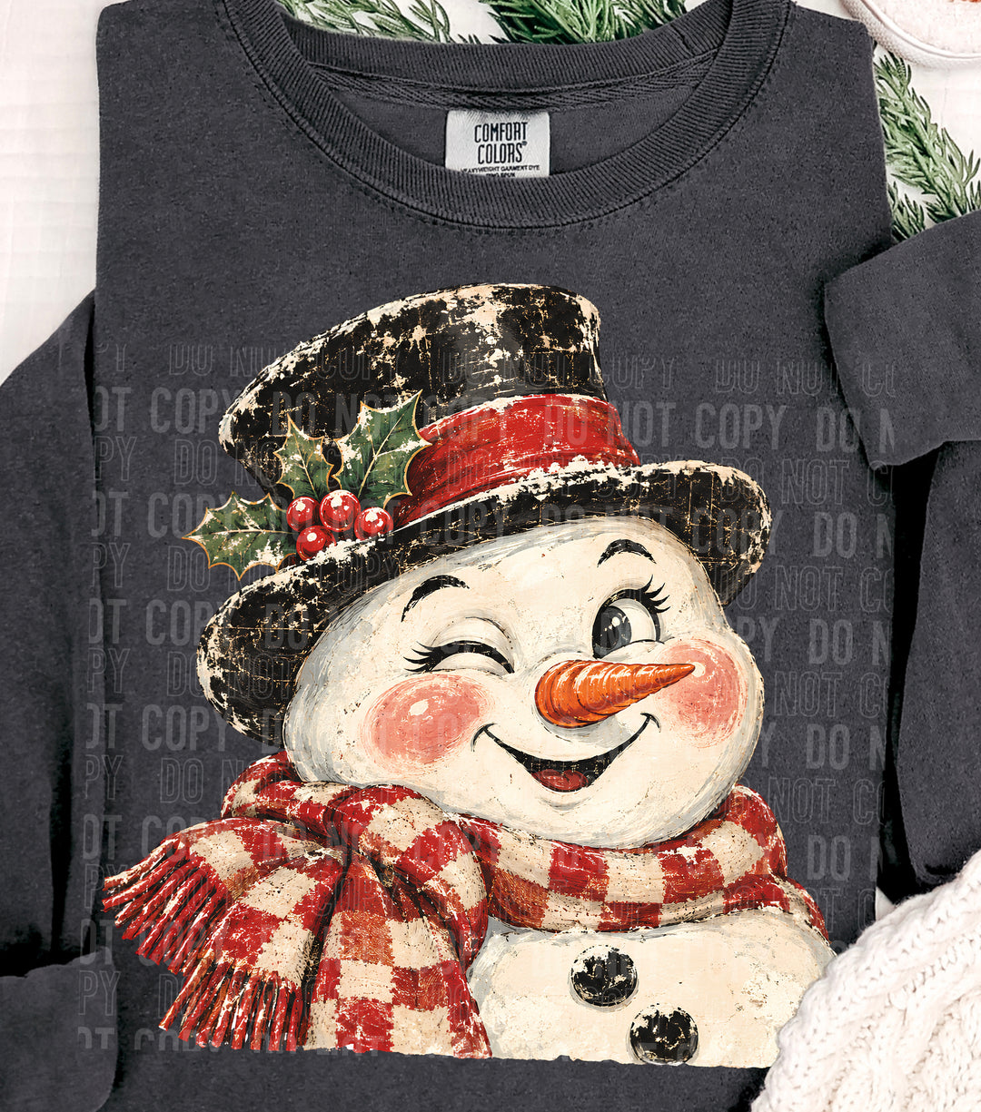 Vintage Snowman DTF Print