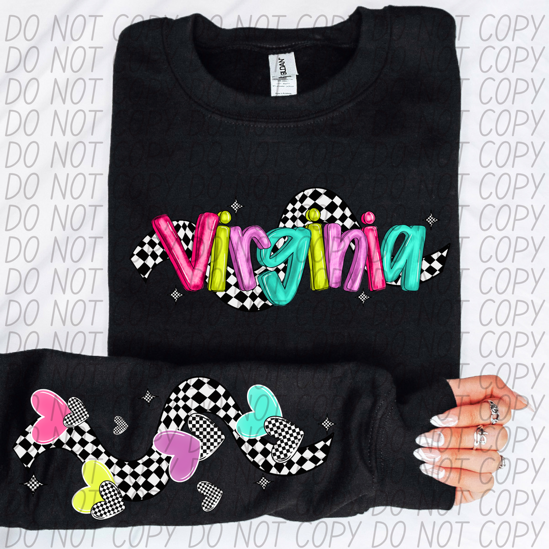 Bright Checkered States FRONT DTF Print