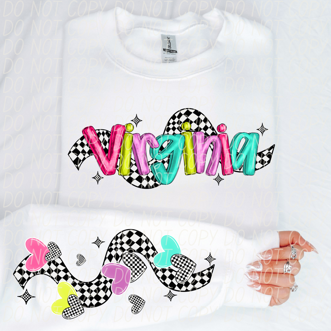 Bright Checkered States FRONT DTF Print