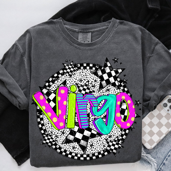Horoscope Neon Checker DTF Print