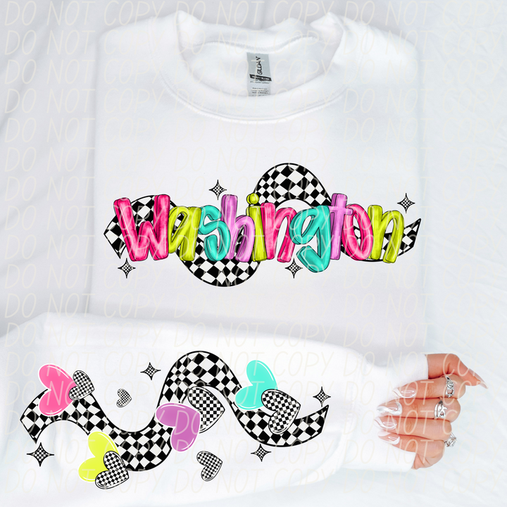 Bright Checkered States FRONT DTF Print