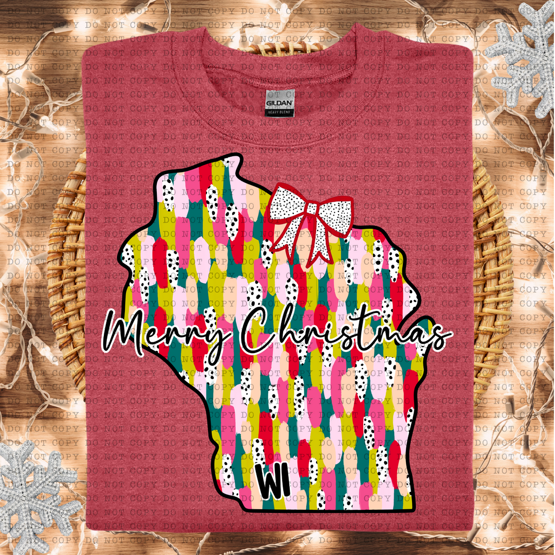 Messy Paint States Merry Christmas DTF Print