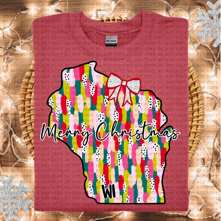Messy Paint States Merry Christmas DTF Print