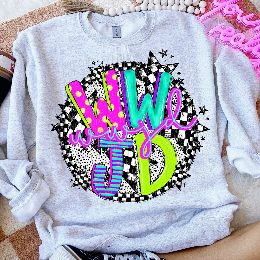 WWJD Neon Checker DTF Print