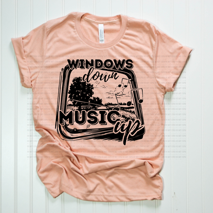 Windows Down Music Up  DTF Print