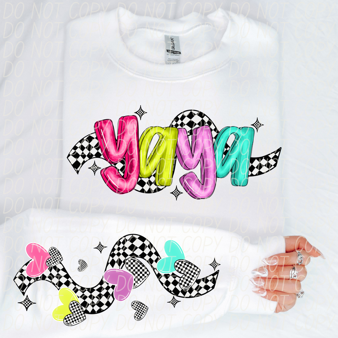 Bright Checkered Names FRONT DTF Print