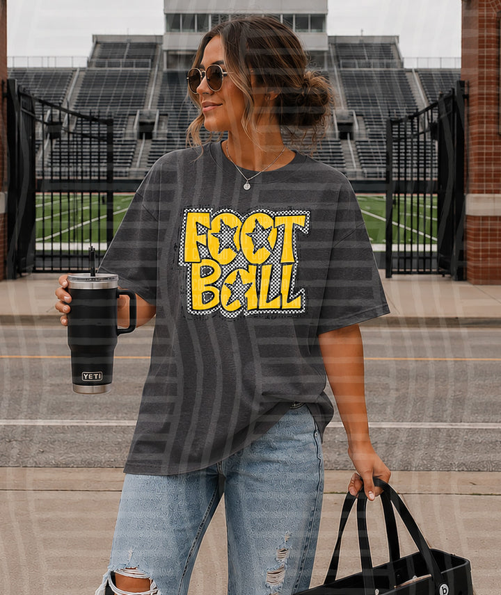 Preppy Checker Football Stars DTF Print
