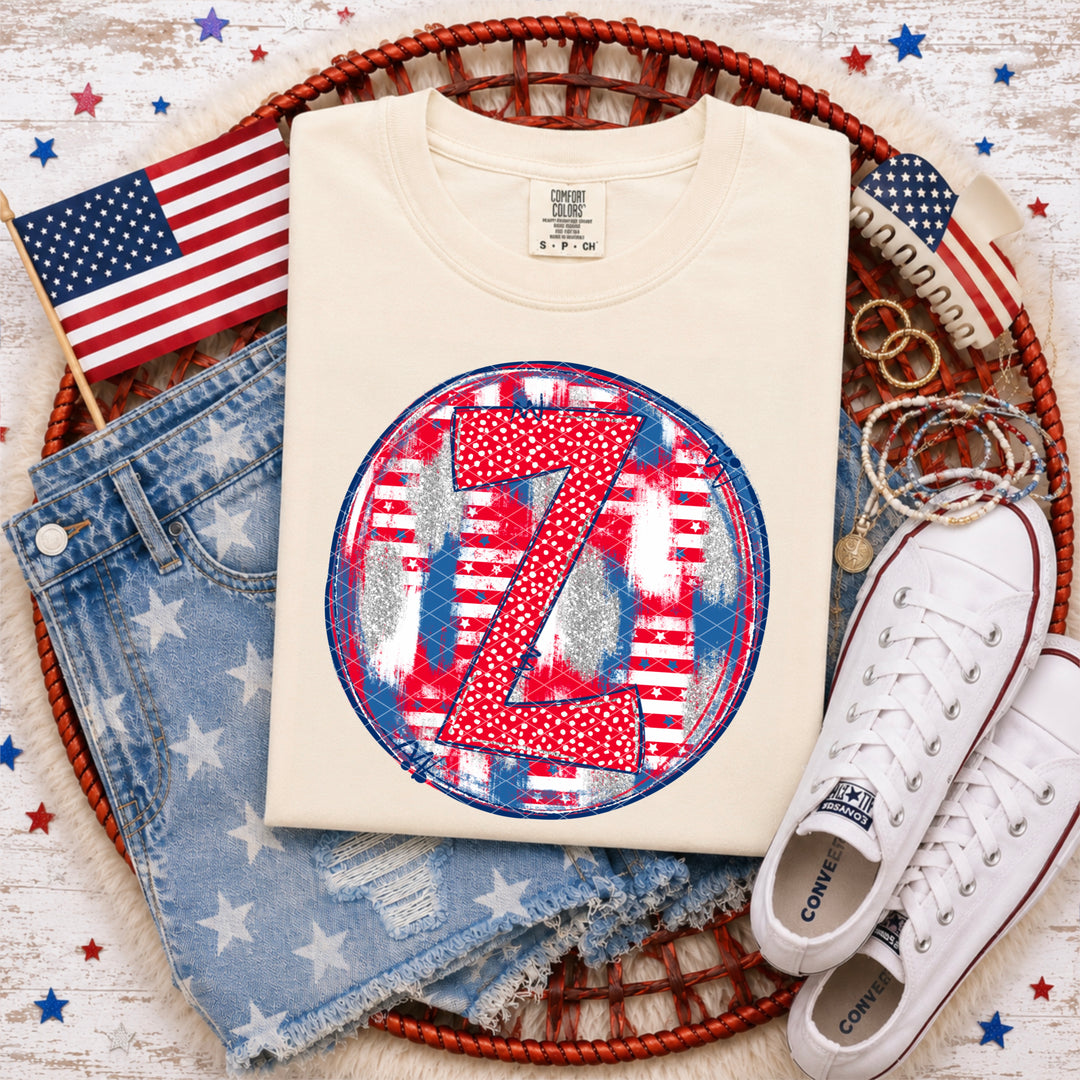 Patriotic Brush Strokes Letter Collection DTF Print
