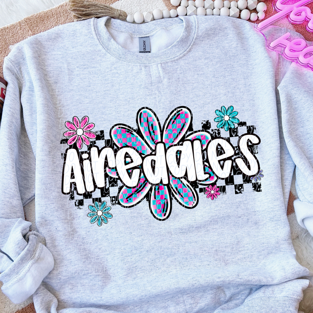 Checker Flower Mascots DTF Print