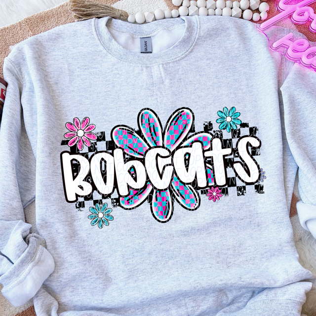 Checker Flower Mascots DTF Print