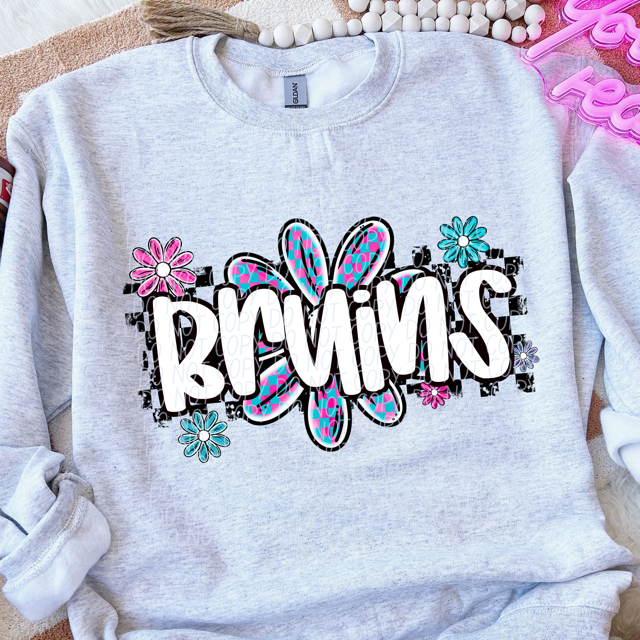 Checker Flower Mascots DTF Print