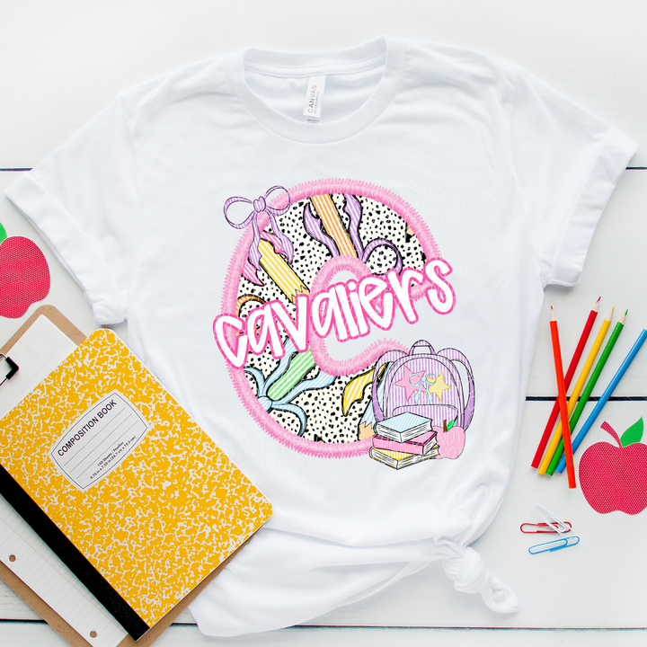 Pink Letter Back to School Mascots Youth DTF Print