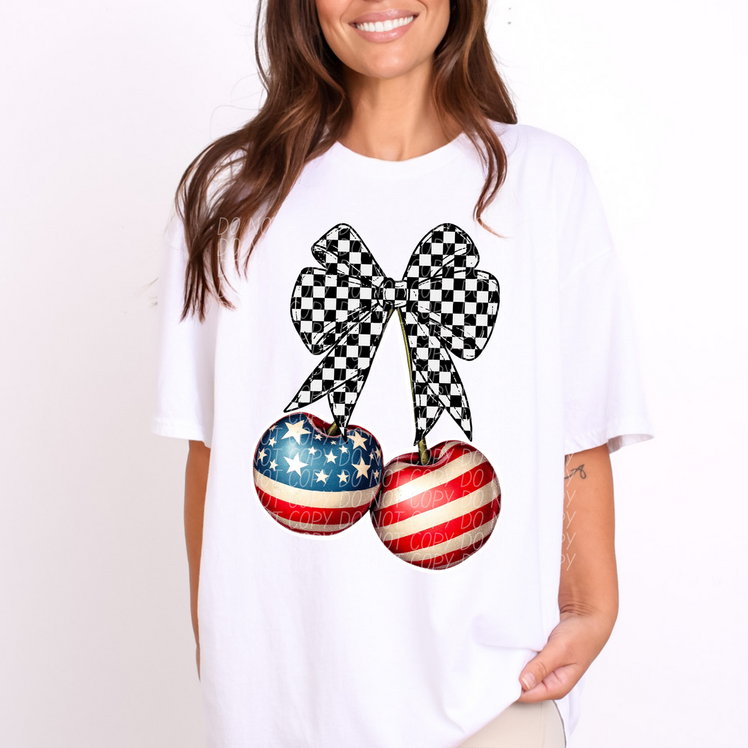 Patriotic Cherries DTF Print