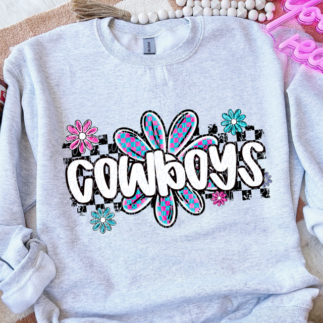 Checker Flower Mascots DTF Print