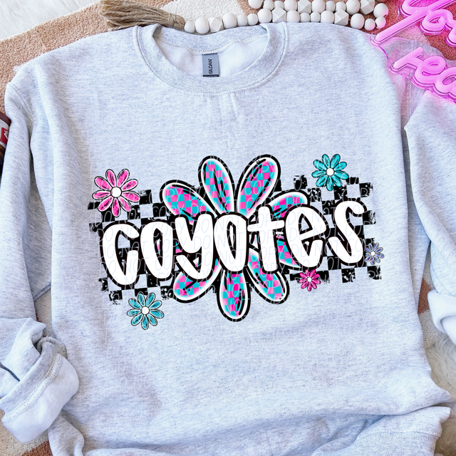 Checker Flower Mascots DTF Print