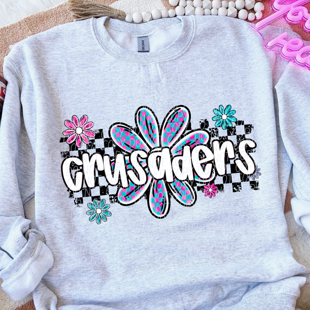 Checker Flower Mascots DTF Print