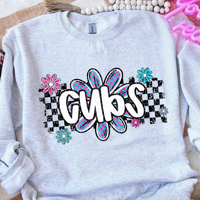 Checker Flower Mascots DTF Print