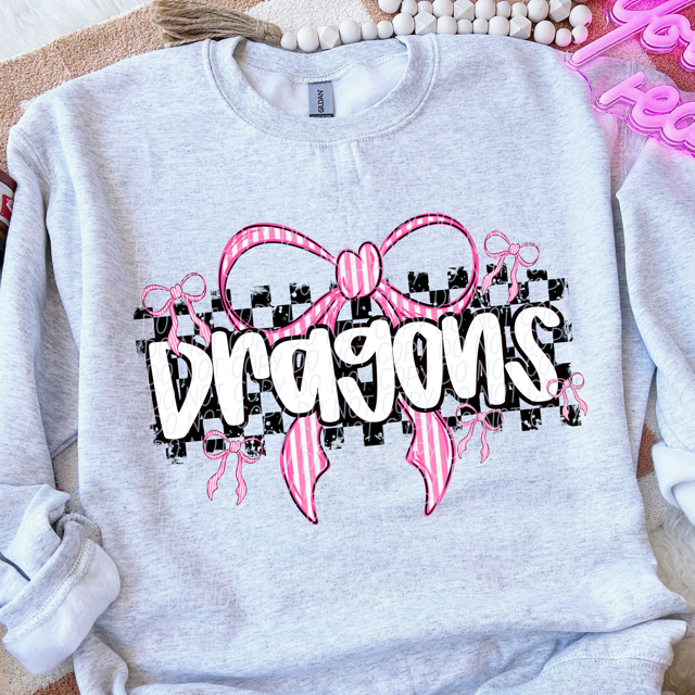 Pink Bow Mascots DTF Print