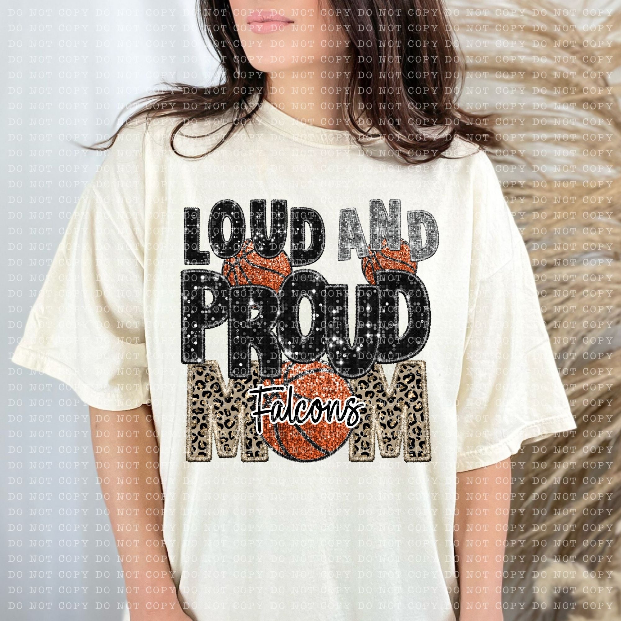 Teams Loud and Proud Basketball Faux Embroidery DTF Print