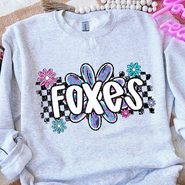 Checker Flower Mascots DTF Print