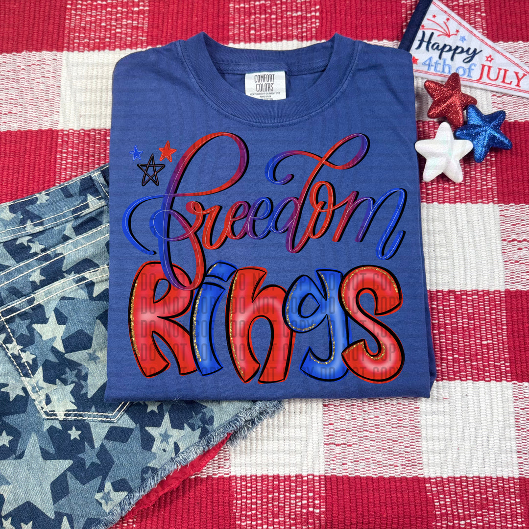 Freedom Rings Glitter DTF Print
