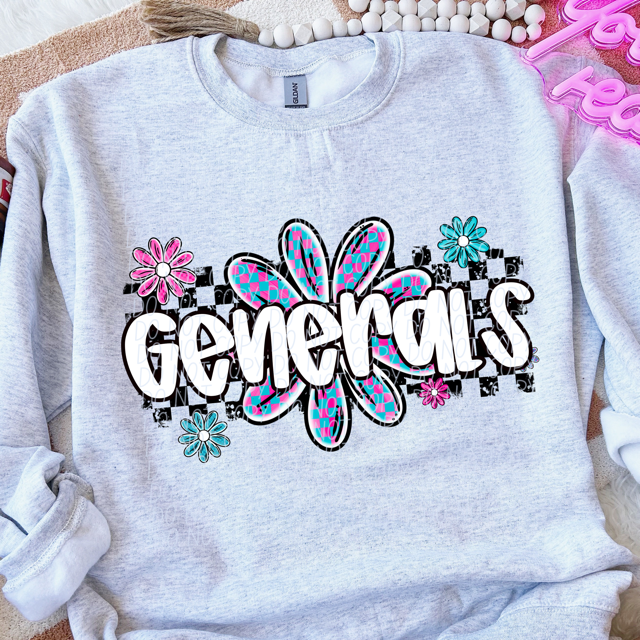 Checker Flower Mascots DTF Print