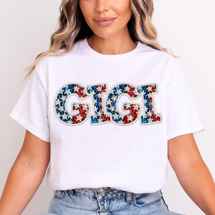 Fourth of July Glitter Names DTF Print