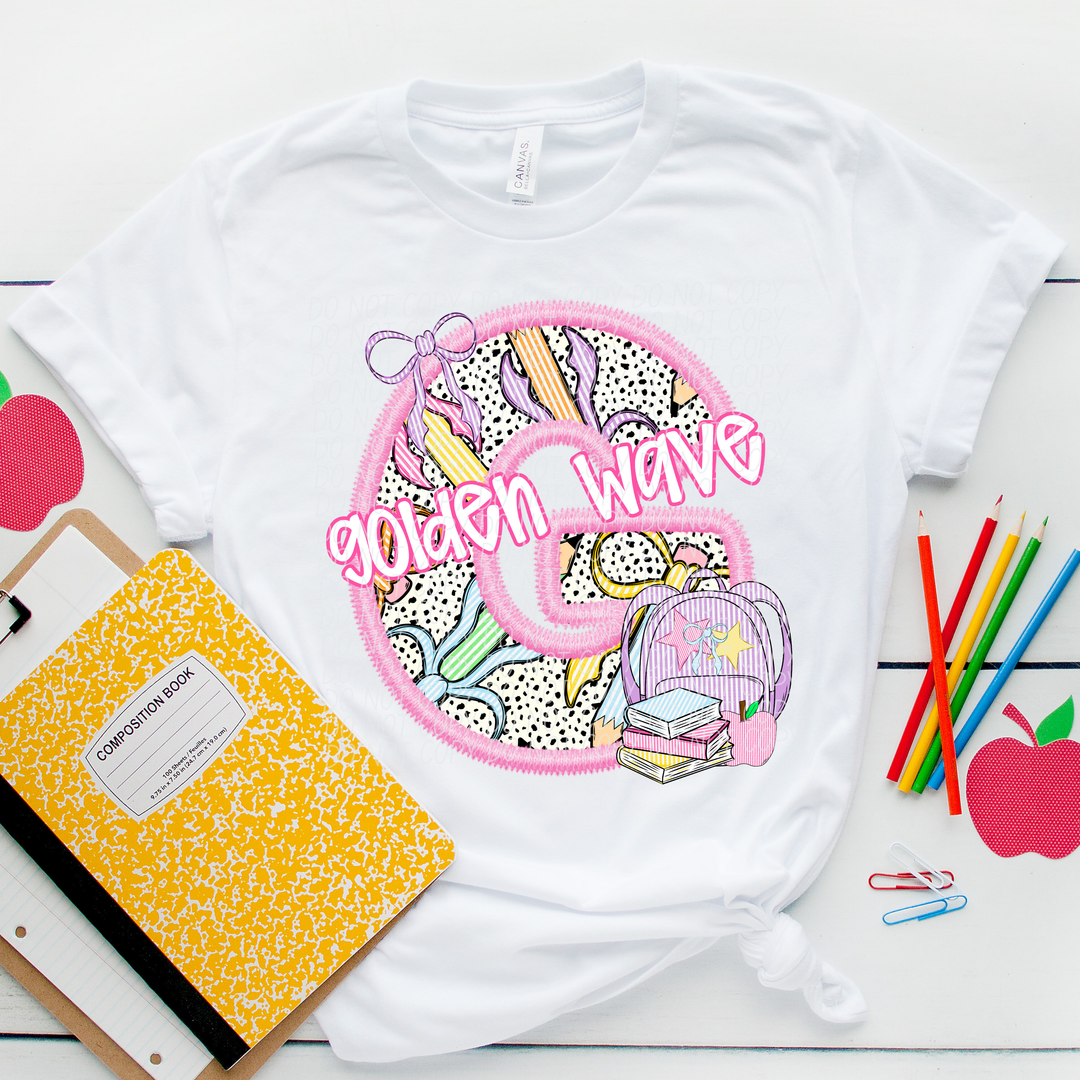 Pink Letter Back to School Mascots Youth DTF Print