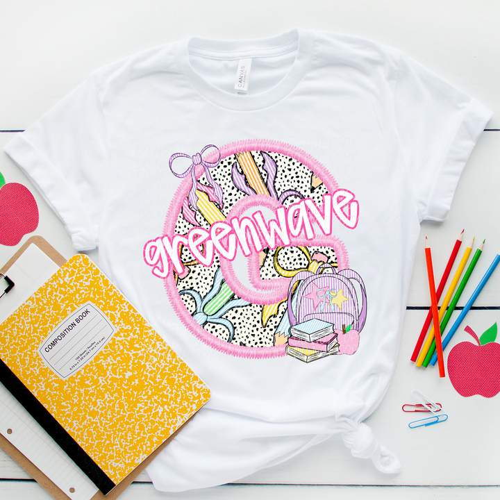 Pink Letter Back to School Mascots Youth DTF Print