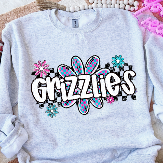 Checker Flower Mascots DTF Print