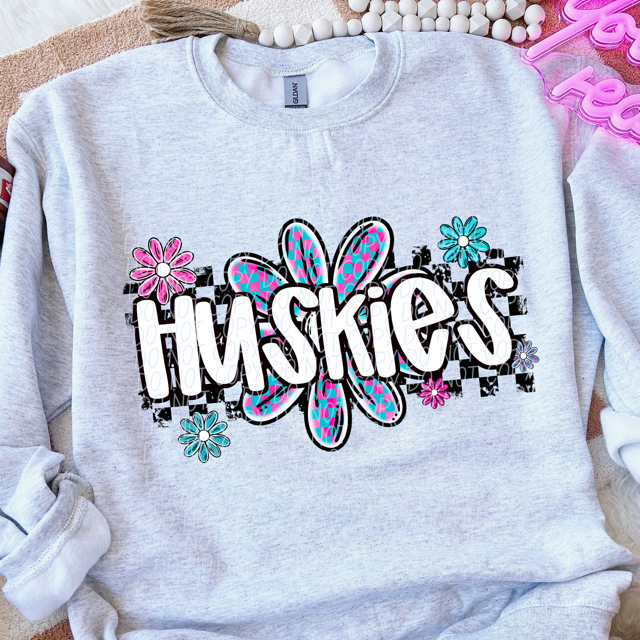 Checker Flower Mascots DTF Print