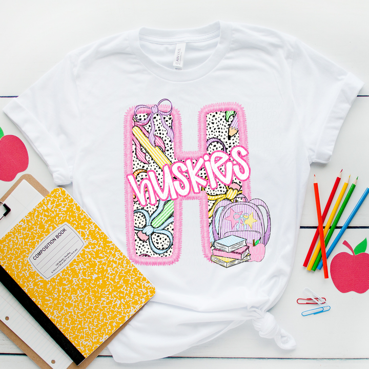 Pink Letter Back to School Mascots Youth DTF Print