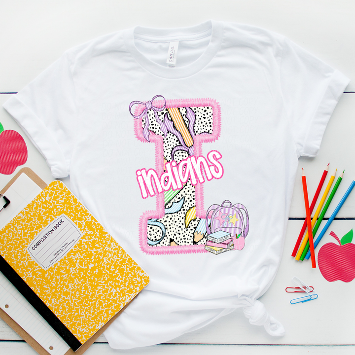 Pink Letter Back to School Mascots Youth DTF Print