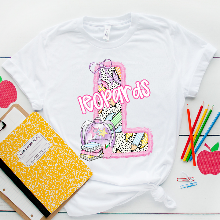 Pink Letter Back to School Mascots Youth DTF Print