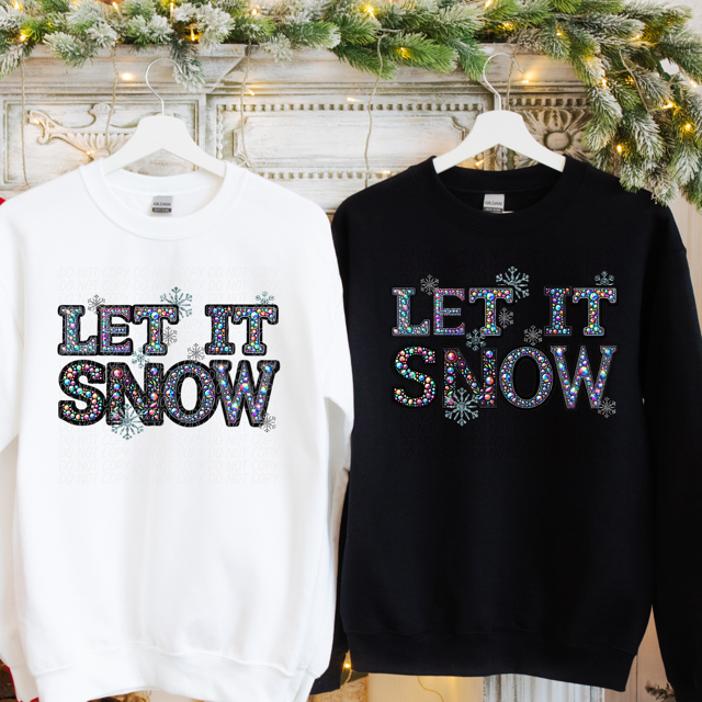 Let It Snow Faux Bling DTF Print