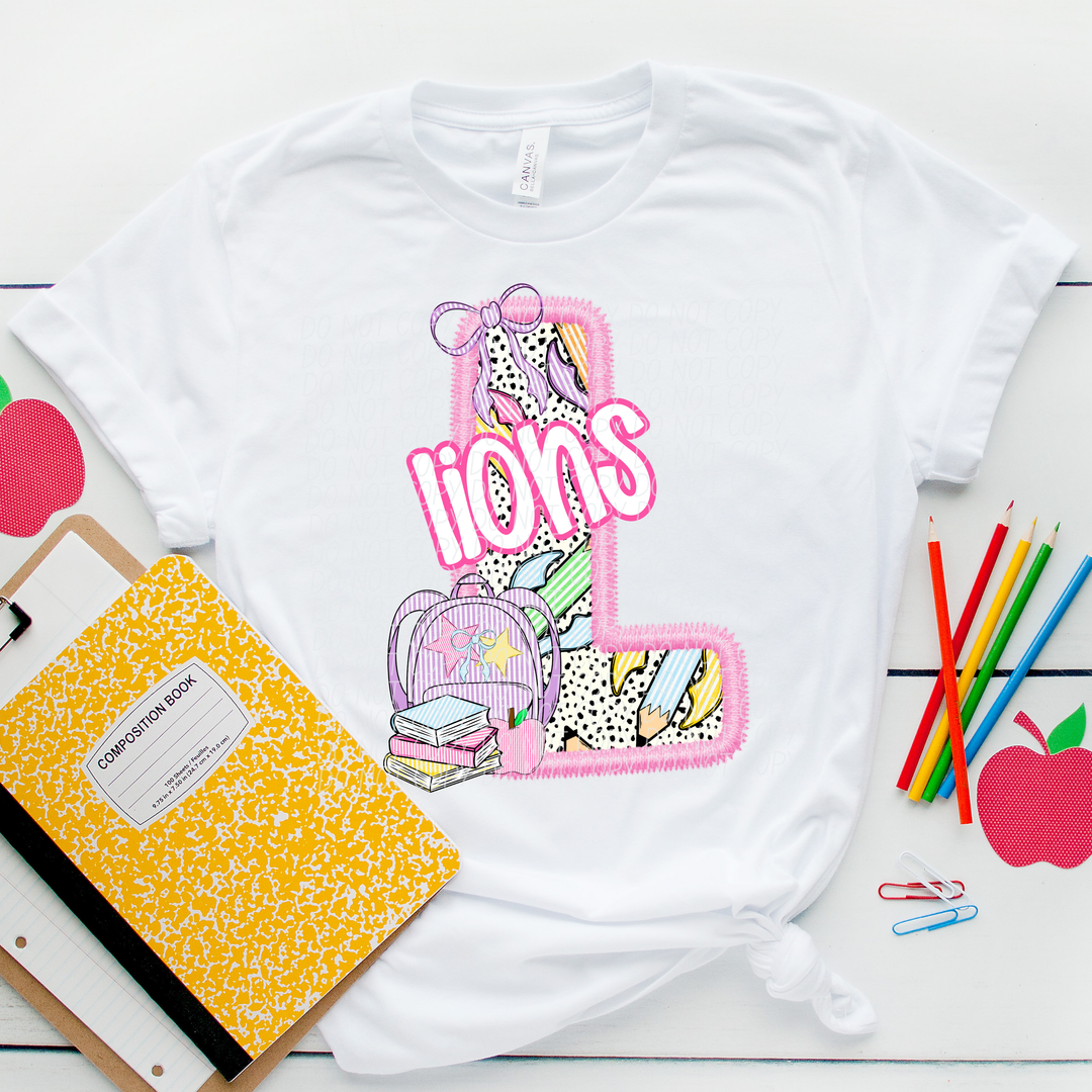 Pink Letter Back to School Mascots Youth DTF Print