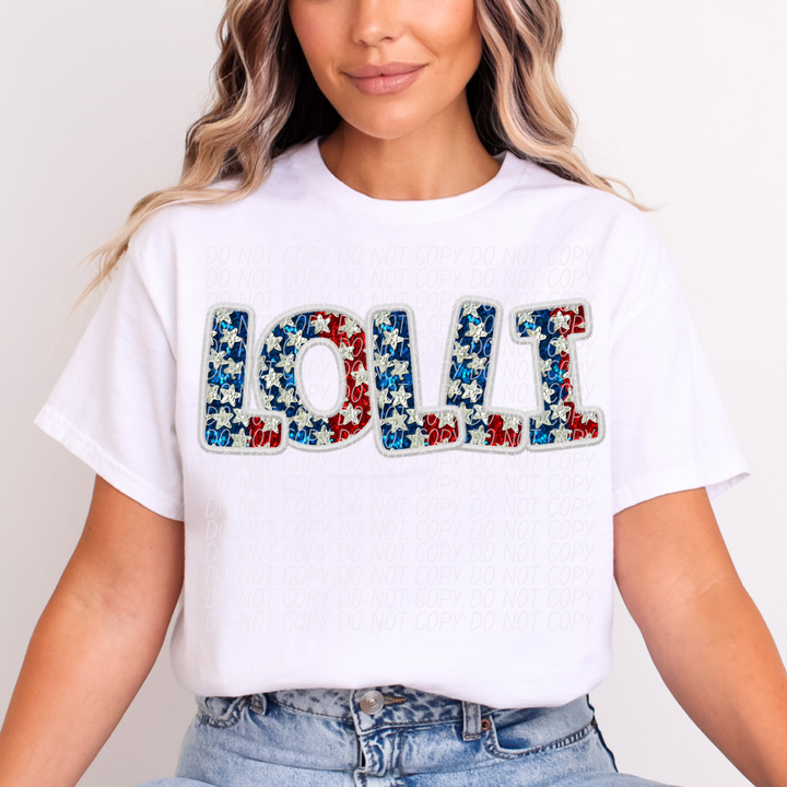 Fourth of July Glitter Names DTF Print