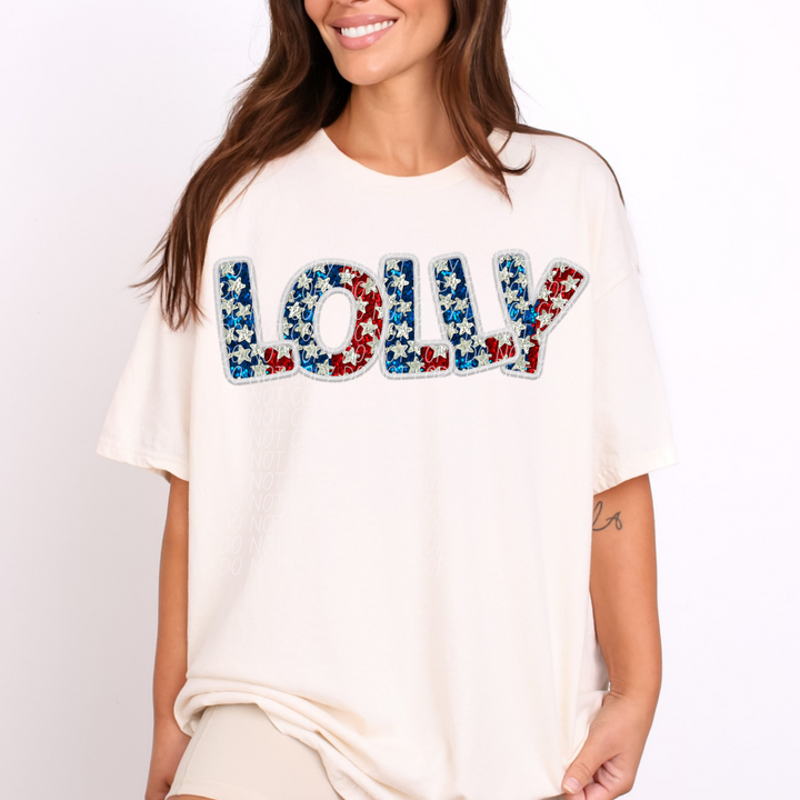 Fourth of July Glitter Names DTF Print