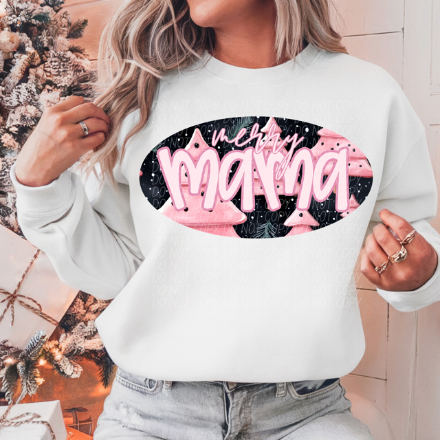 Pink Merry Names DTF Print