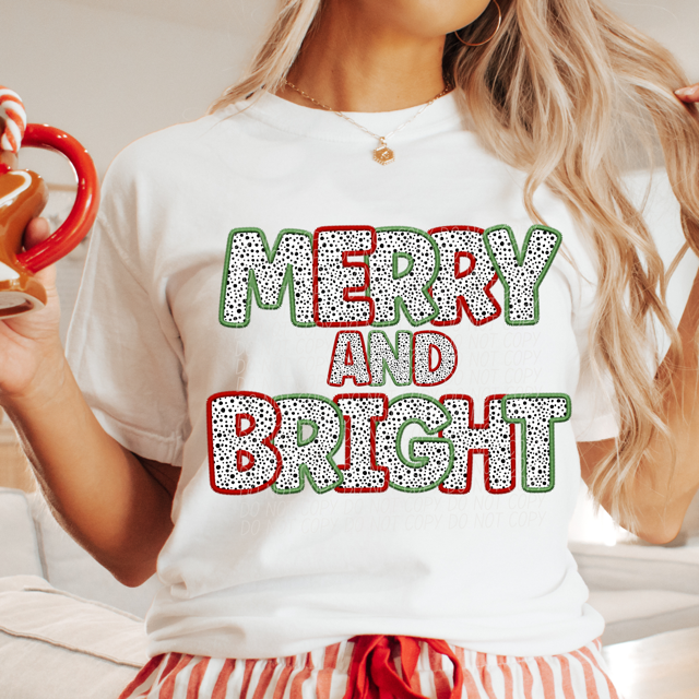 Merry and Bright Faux Embroidery Dots DTF Print