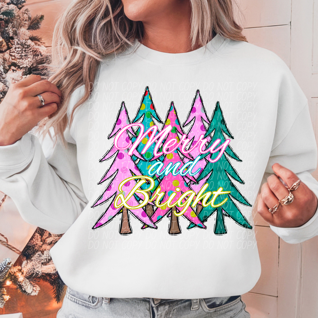 Merry and Bright Neon DTF Print