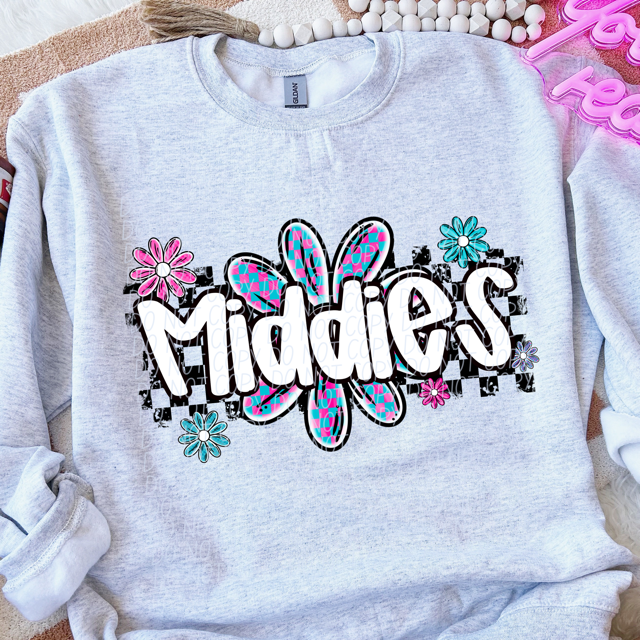 Checker Flower Mascots DTF Print