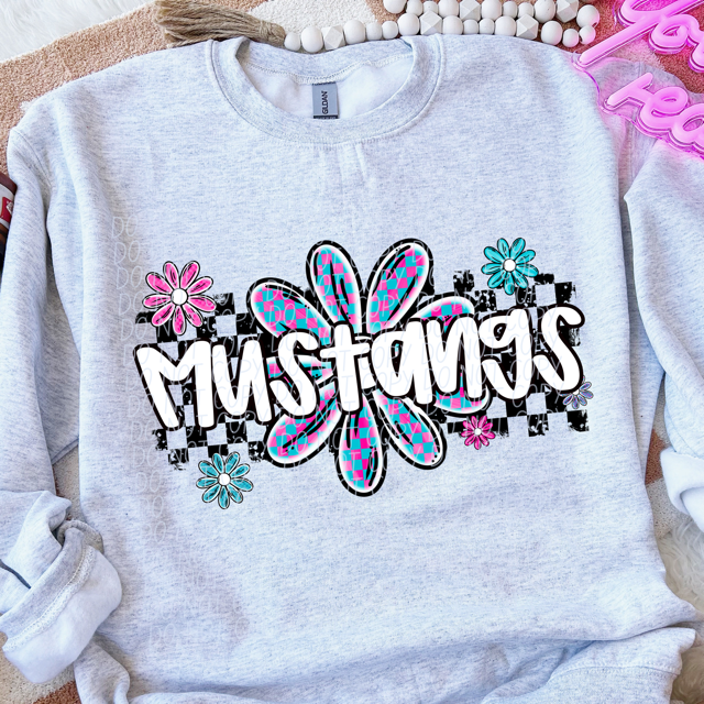 Checker Flower Mascots DTF Print