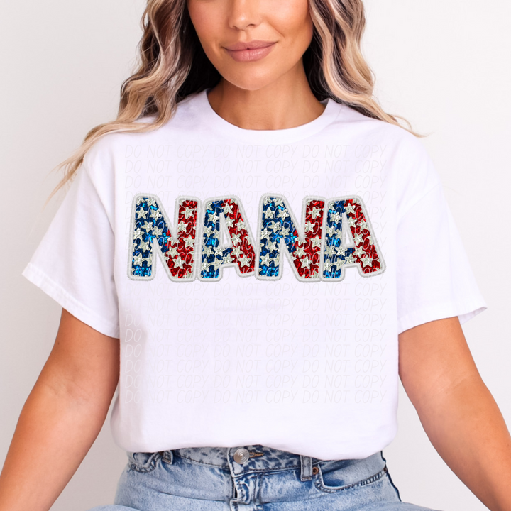 Fourth of July Glitter Names DTF Print