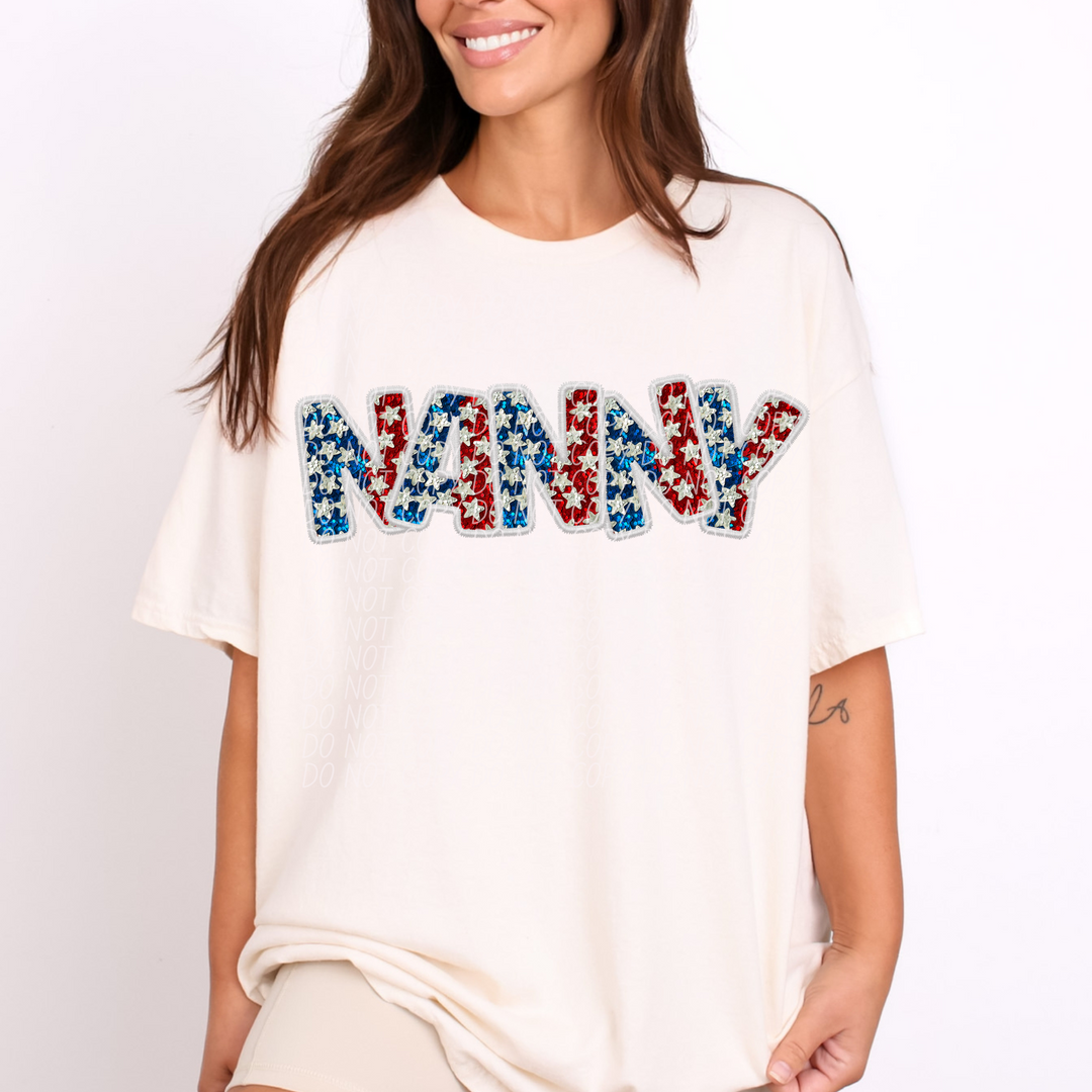 Fourth of July Glitter Names DTF Print