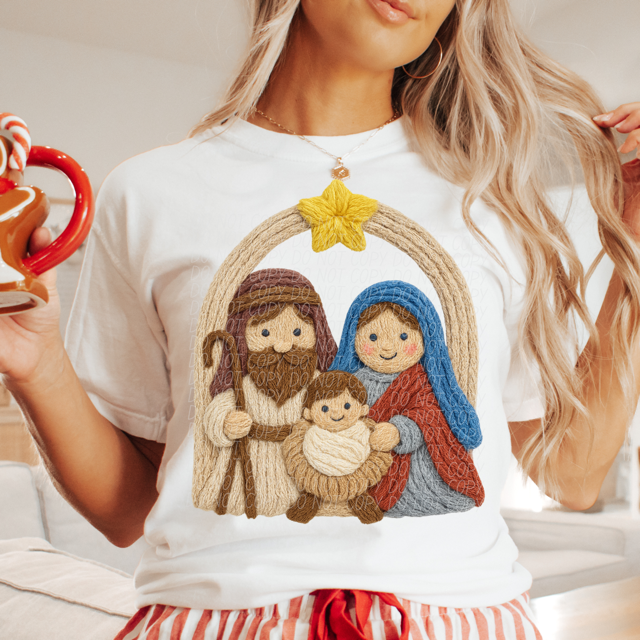 Faux Yarn Nativity DTF Print