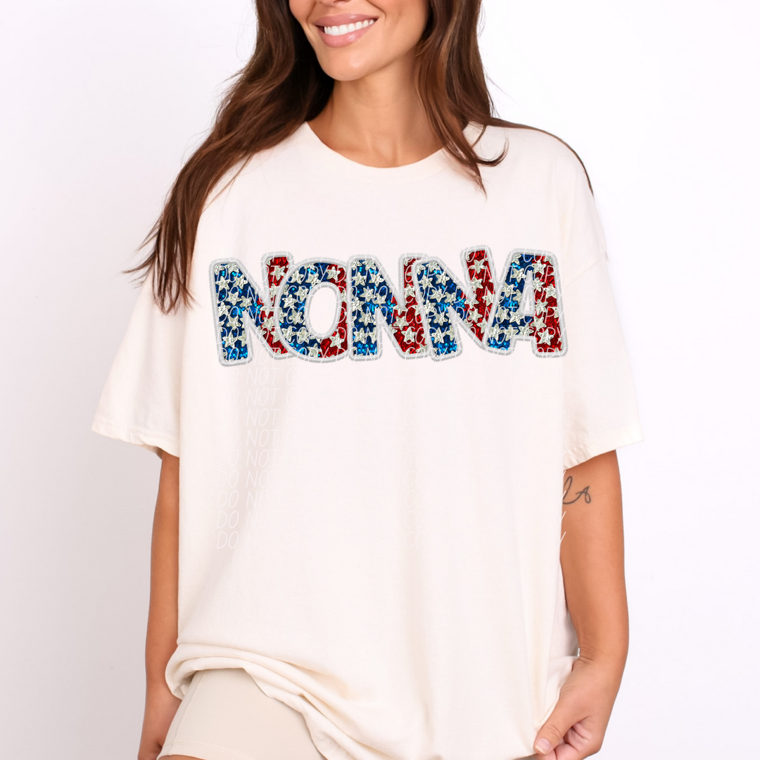 Fourth of July Glitter Names DTF Print