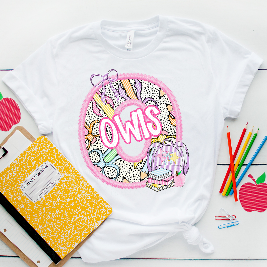 Pink Letter Back to School Mascots Youth DTF Print