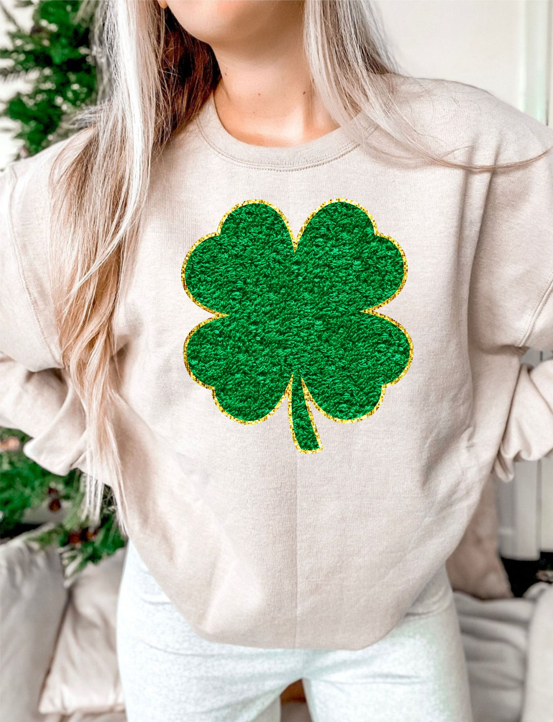 Faux Chenille Shamrock DTF Print